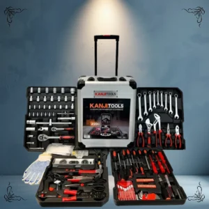 KIT HERRAMIENTA KANJI 499 PIEZAS + PISTOLA DE SILICONA