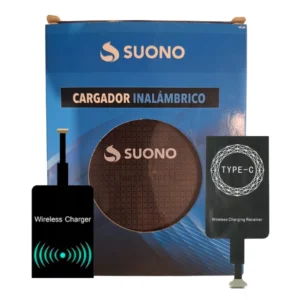 CARGADOR INALAMBRICO SUONO + RECEPTOR CARGA V8 Y TIPO C