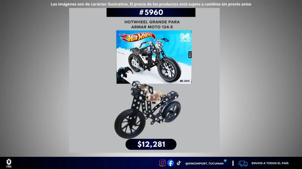HOTWHEEL GRANDE PARA ARMAR MOTO 124-5