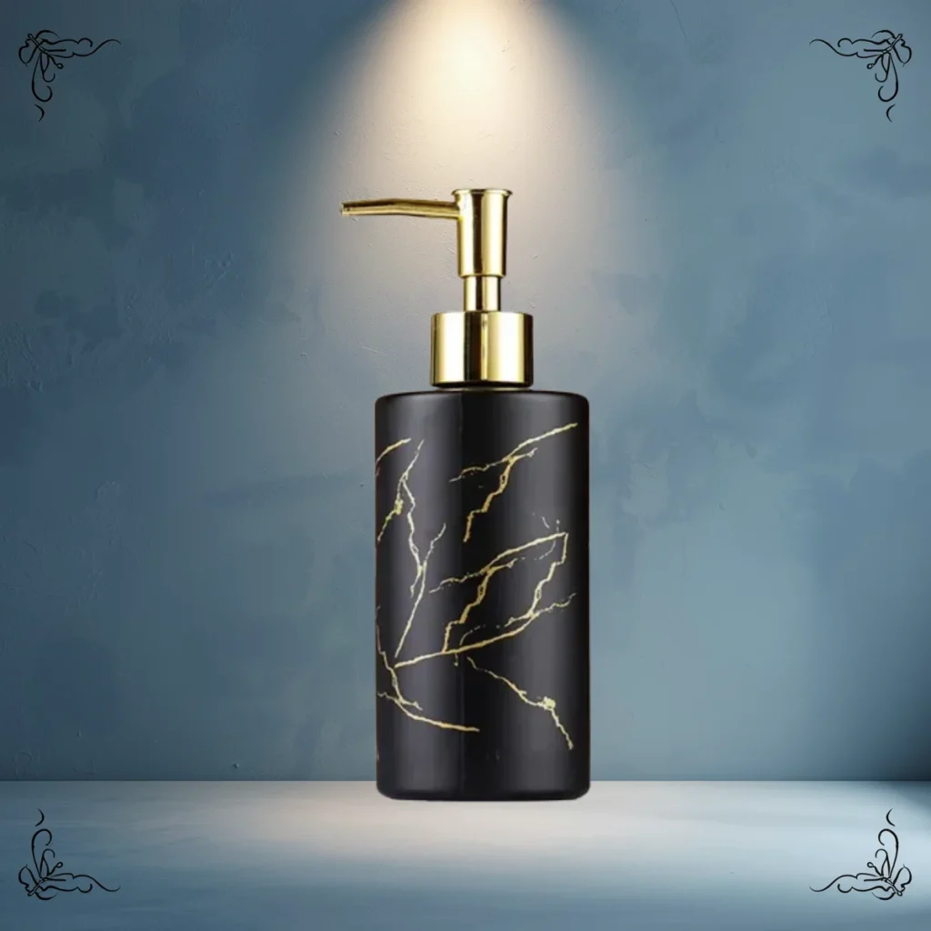 DISPENSER JABONERA NEGRA CON DORADO