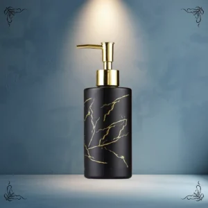 DISPENSER JABONERA NEGRA CON DORADO