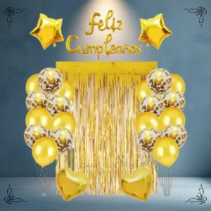 CORTINA + GLOBOS FELIZ CUMPLE