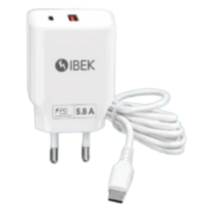 CARGADOR IBEK 5.8A USB C - C IB-5803