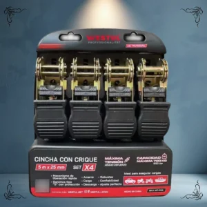 KIT DE 4 LINGA CINTA DE AMARRE C/ CRIQUE 5M 1753