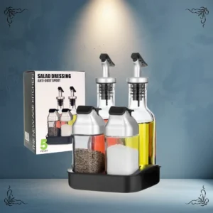 SET ACEITERO Y CONDIMENTO 5 PIEZAS DE VIDRIO 93NEG