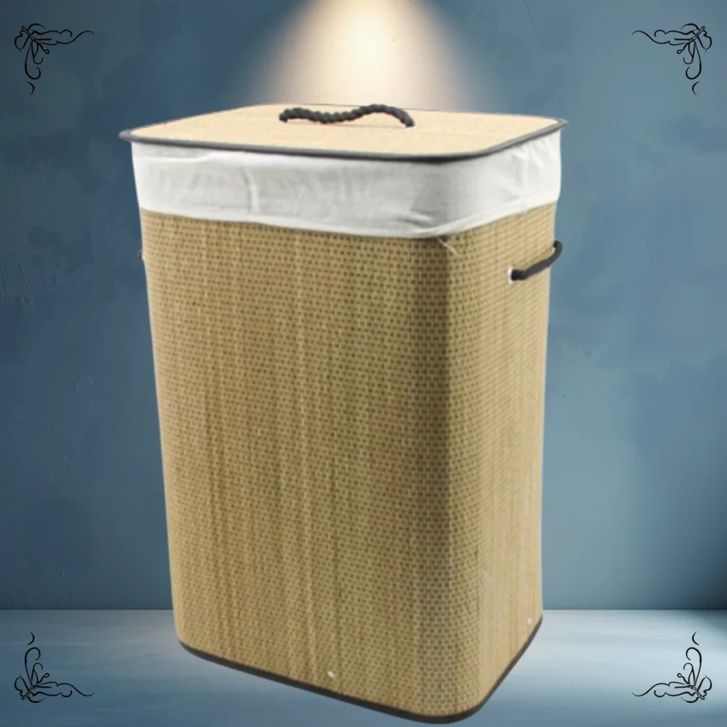 CANASTO CESTO PARA ROPA BAMBO CUADRADO 60X40X30