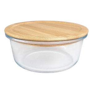 BOWL DE VIDRIO REDONDO TAPA DE BAMBO CAROL 620 ML 3815