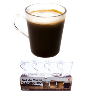 SET DE TAZA CAPUCHINO X4 PLAS