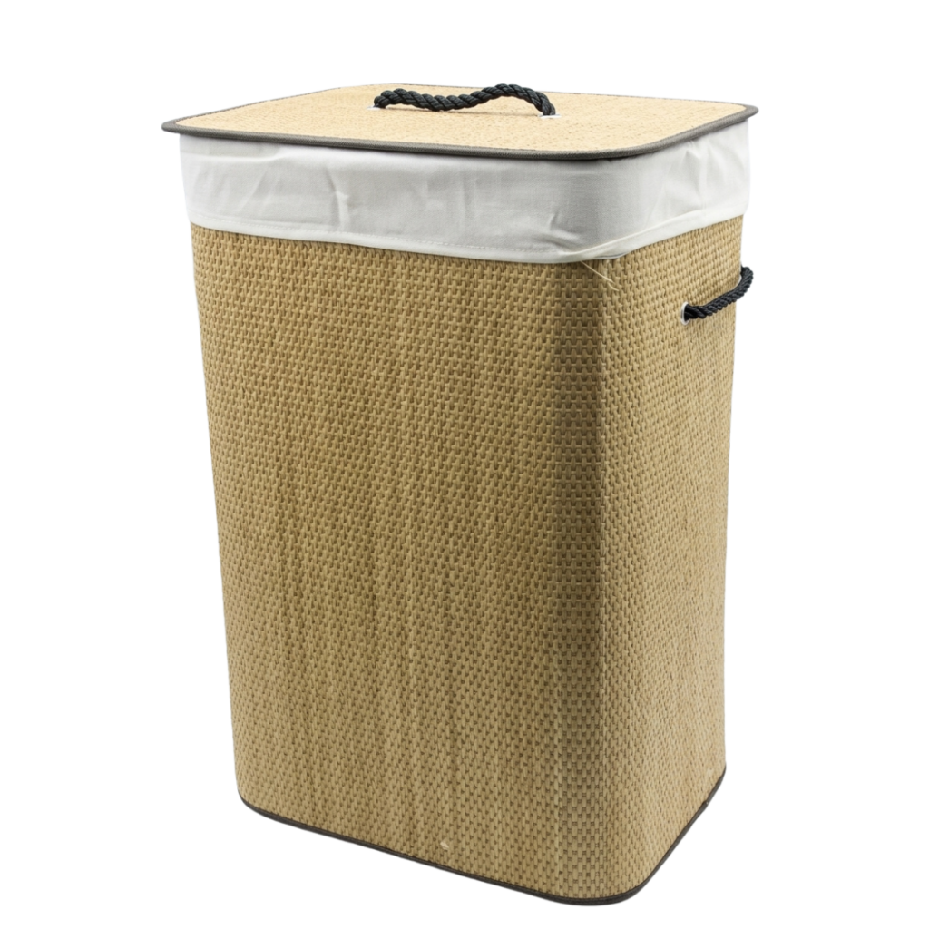 CANASTO CESTO PARA ROPA BAMBO CUADRADO 60X40X30