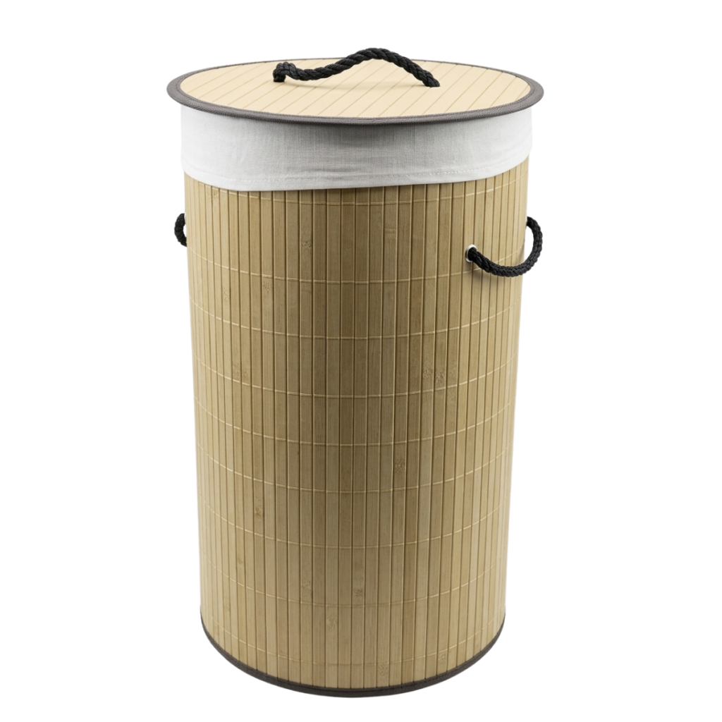 CANASTO CESTO PARA ROPA BAMBO REDONDO 31X61