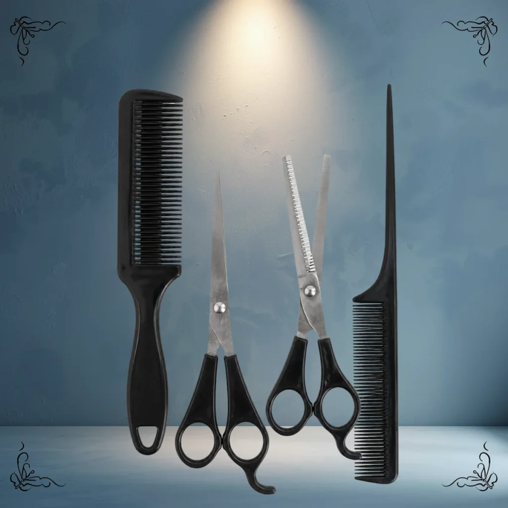 SET DE PEINE CON TIJERAS 4 PIEZASA