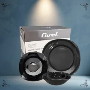 SET DE VAJILLAS CAROL 12 PIEZAS NEGRA CAROL 64812