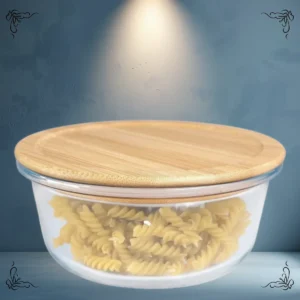 BOWL DE VIDRIO REDONDO TAPA DE BAMBO 1200ML 3318