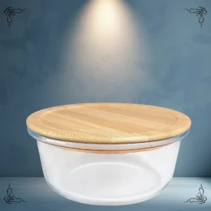 BOWL DE VIDRIO REDONDO TAPA DE BAMBO 400 ML 3813