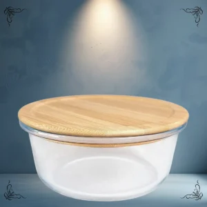 BOWL DE VIDRIO REDONDO TAPA DE BAMBO CAROL 620 ML 3815
