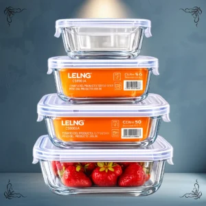 BOWL LELONG CS676 CUADRADA X4 PC  CON TAPA