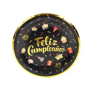 PLATO FELIZ CUMPLE NEGRO DISPLAY X6