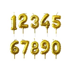 VELA NUMERO GLOBO  6CM DORADO 89875