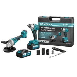 KIT DE HERRAMIENTAS BOMTEX LLAVE DEIMPACTO Y  AMOLADORA TEX 6714