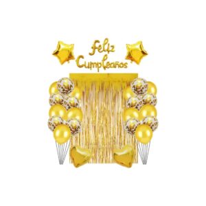 CORTINA + GLOBO FELIZ CUMPLE 19 PCS
