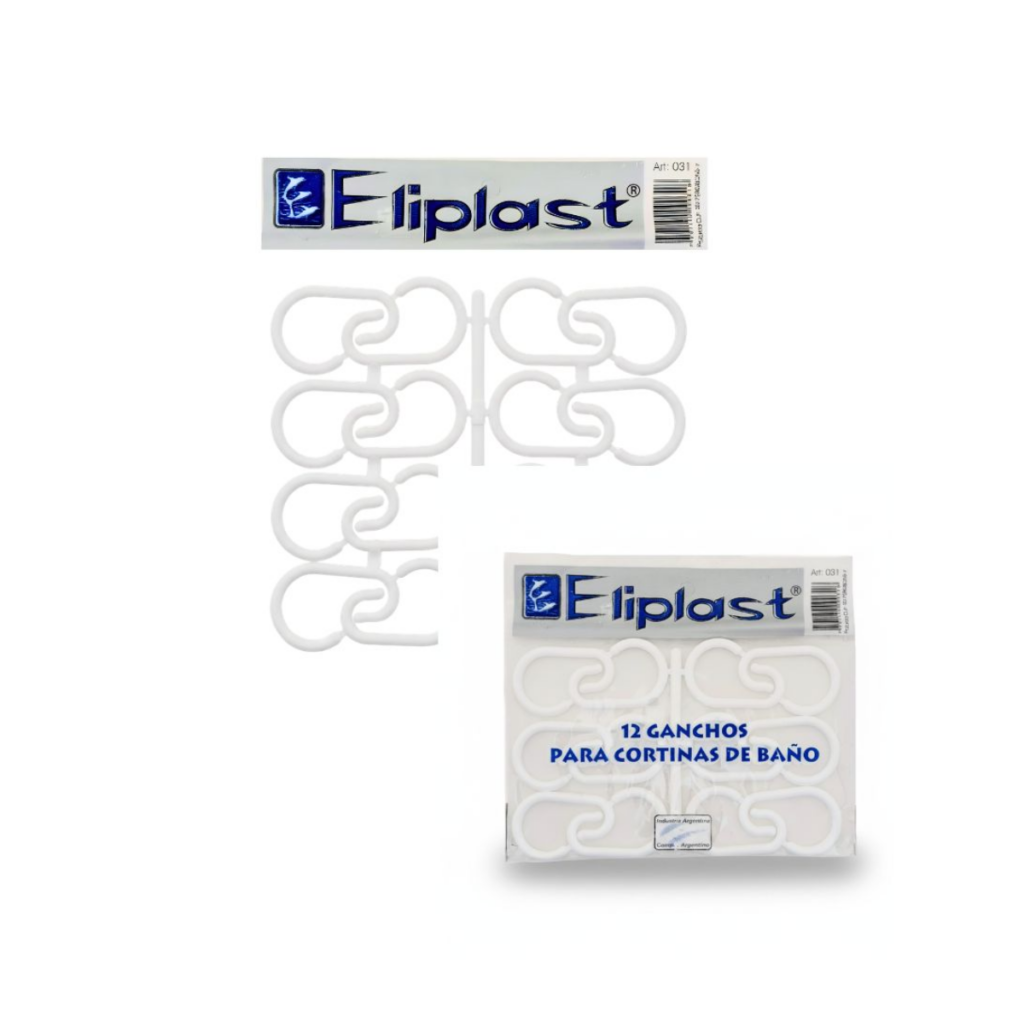 GANCHOS PARA CORTINA DE BAÑO ELIPLAST 031